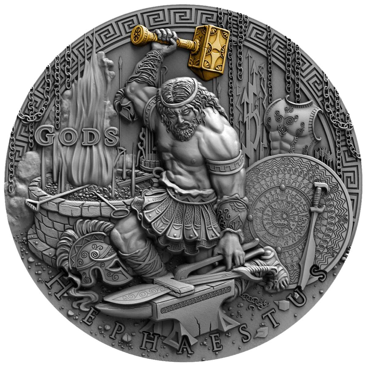 Niue 2019 – Gods – Hephaestus God of Blacksmiths – $2 silver coin 2 oz