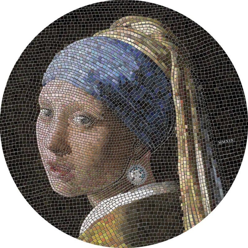 GREAT MICROMOSAIC PASSION – GIRL WITH PEARL EARRING PALAU 2019 3 OZ 20 DOLLARS